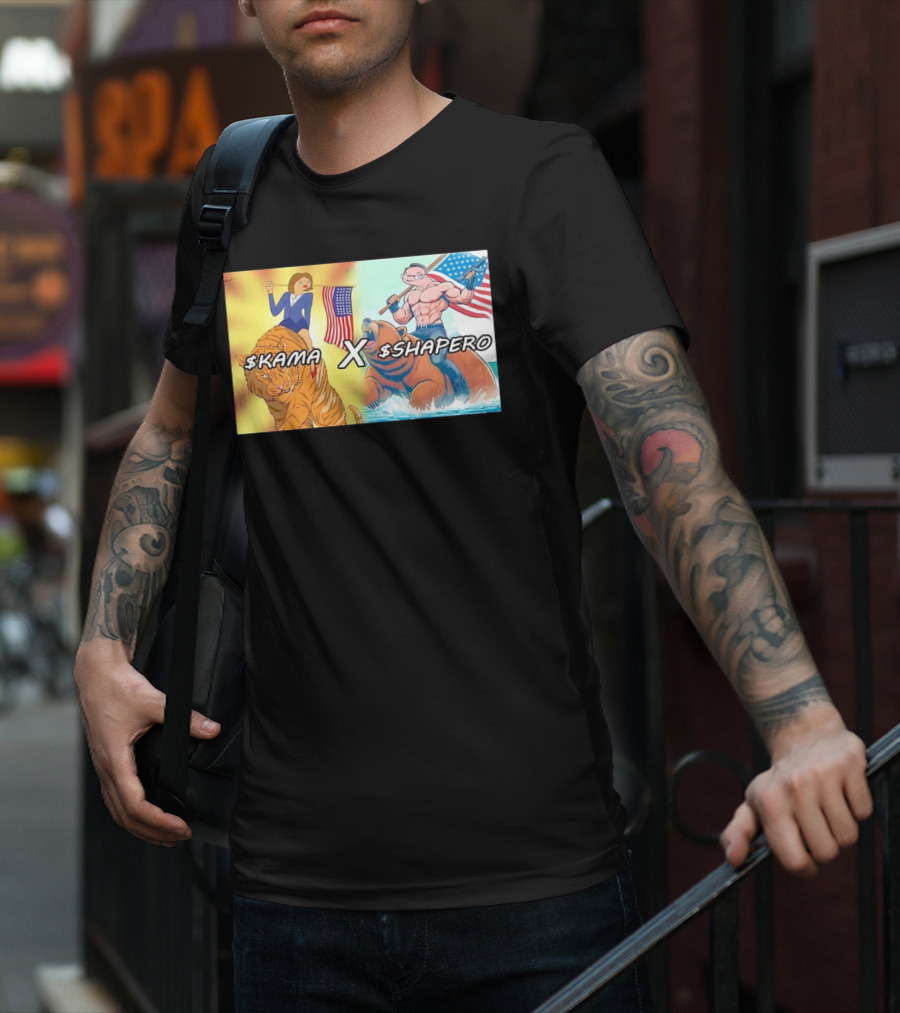 Kama X Shapero USA Cartoon Tiger Bear Flag Showdown T-Shirt