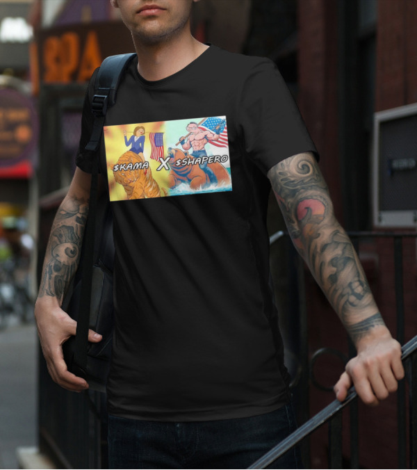 Kama X Shapero USA Cartoon Tiger Bear Flag Showdown T-Shirt