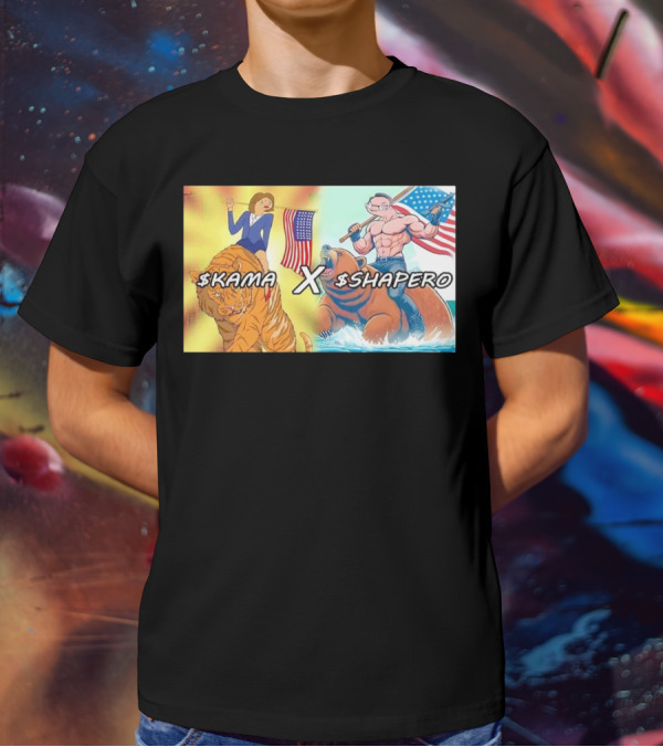 Kama X Shapero USA Cartoon Tiger Bear Flag Showdown T-Shirt