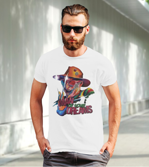 Freddy Krueger Rainbow Hat Sunglasses Claw Man Of Your Dreams T-Shirt