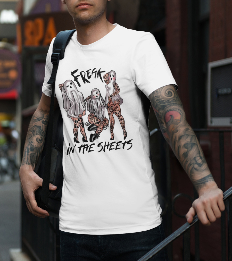 Ghosts Freak In The Sheets Tattooed Spooky T-Shirt
