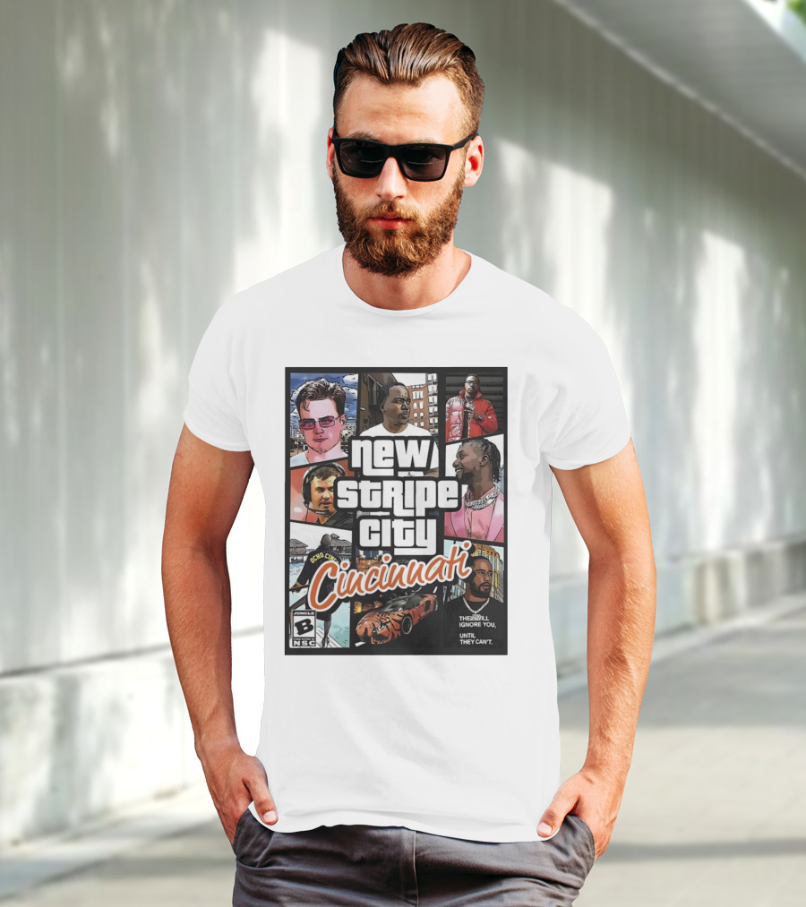 New Stripe City Cincinnati Icons Comic Style NFL T-Shirt