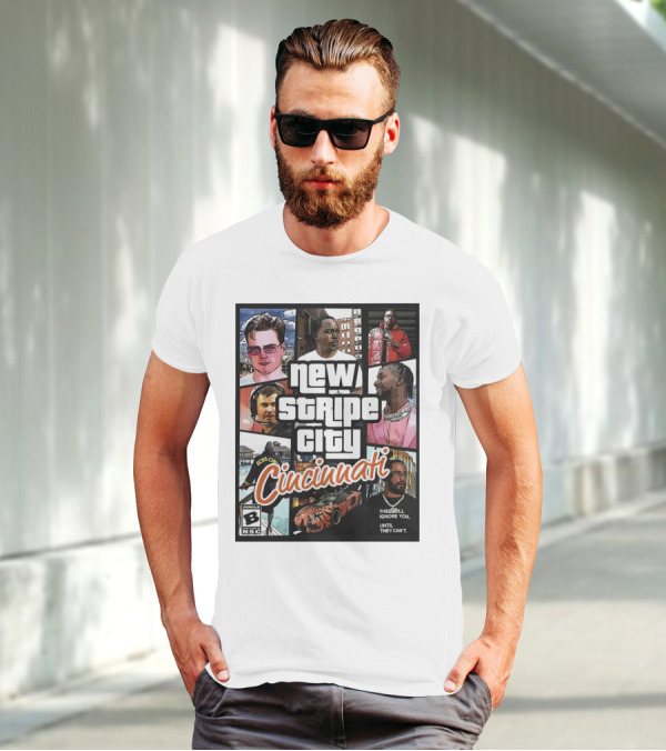 New Stripe City Cincinnati Icons Comic Style NFL T-Shirt