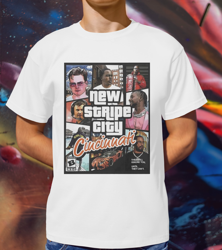 New Stripe City Cincinnati Icons Comic Style NFL T-Shirt