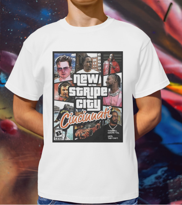 New Stripe City Cincinnati Icons Comic Style NFL T-Shirt