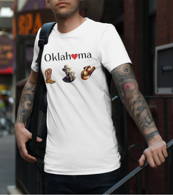 Oklahoma Heart Cowboy Boots Hat T-Shirt