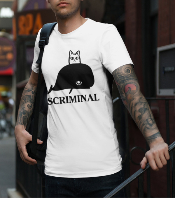 Scriminal Cat On Whale T-Shirt