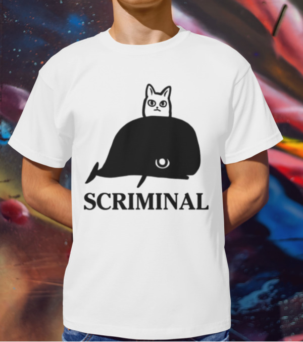Scriminal Cat On Whale T-Shirt