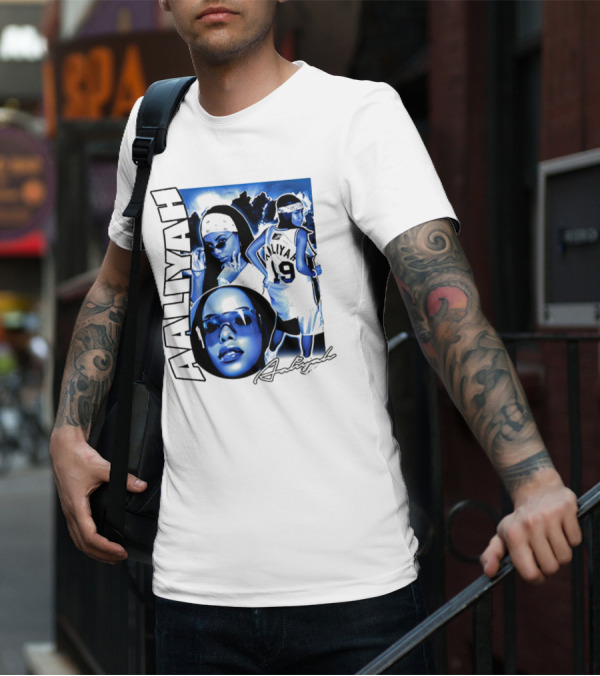 Aaliyah Vintage Rap Aaliyah 90s Style University Blue Jordan T-Shirt