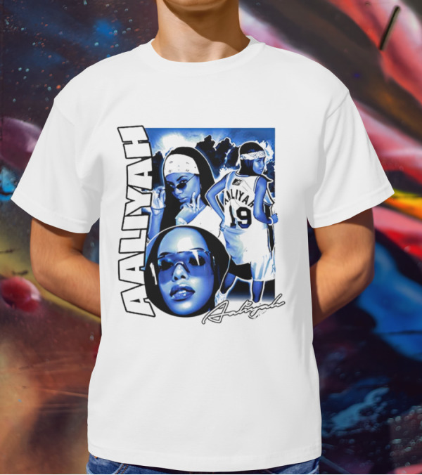 Aaliyah Vintage Rap Aaliyah 90s Style University Blue Jordan T-Shirt