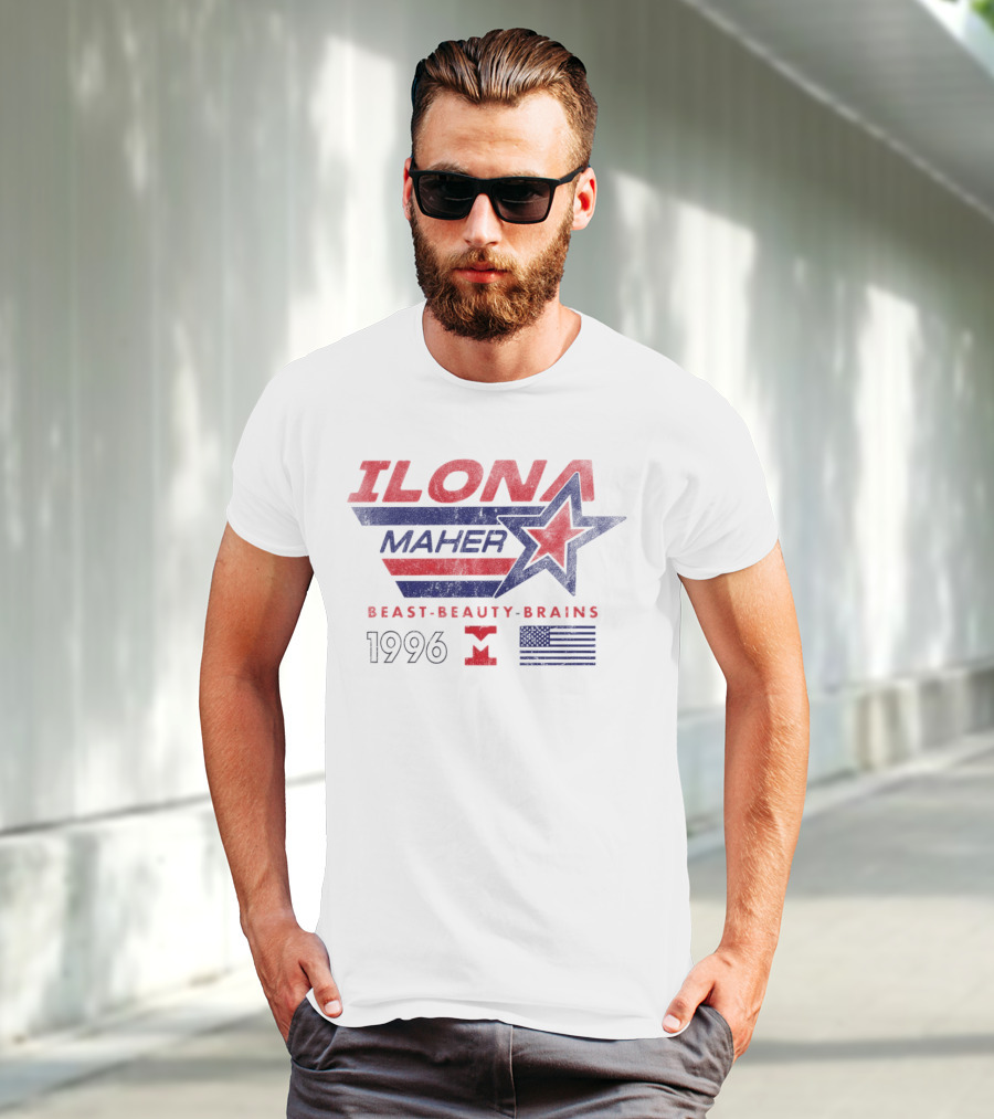 Ilona Maher Beast Beauty Brains 1996 Star Flag Emblem T-Shirt