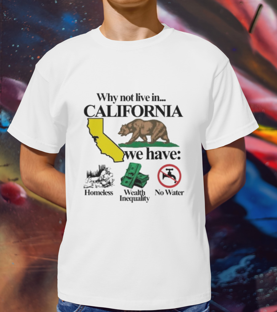 Why Not Live In California We Have Homeless Bear Wealth Inequality No Water T-Shirt
