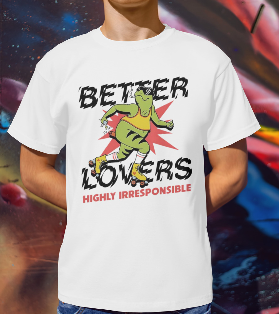 Better Lovers Highly Irresponsible Roller Skating Dinosaur On Yellow Wheels T-Shirt