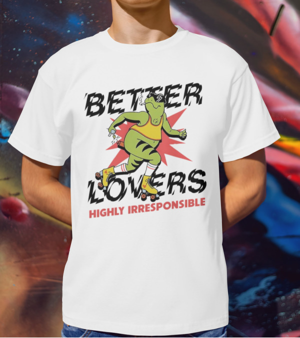 Better Lovers Highly Irresponsible Roller Skating Dinosaur On Yellow Wheels T-Shirt