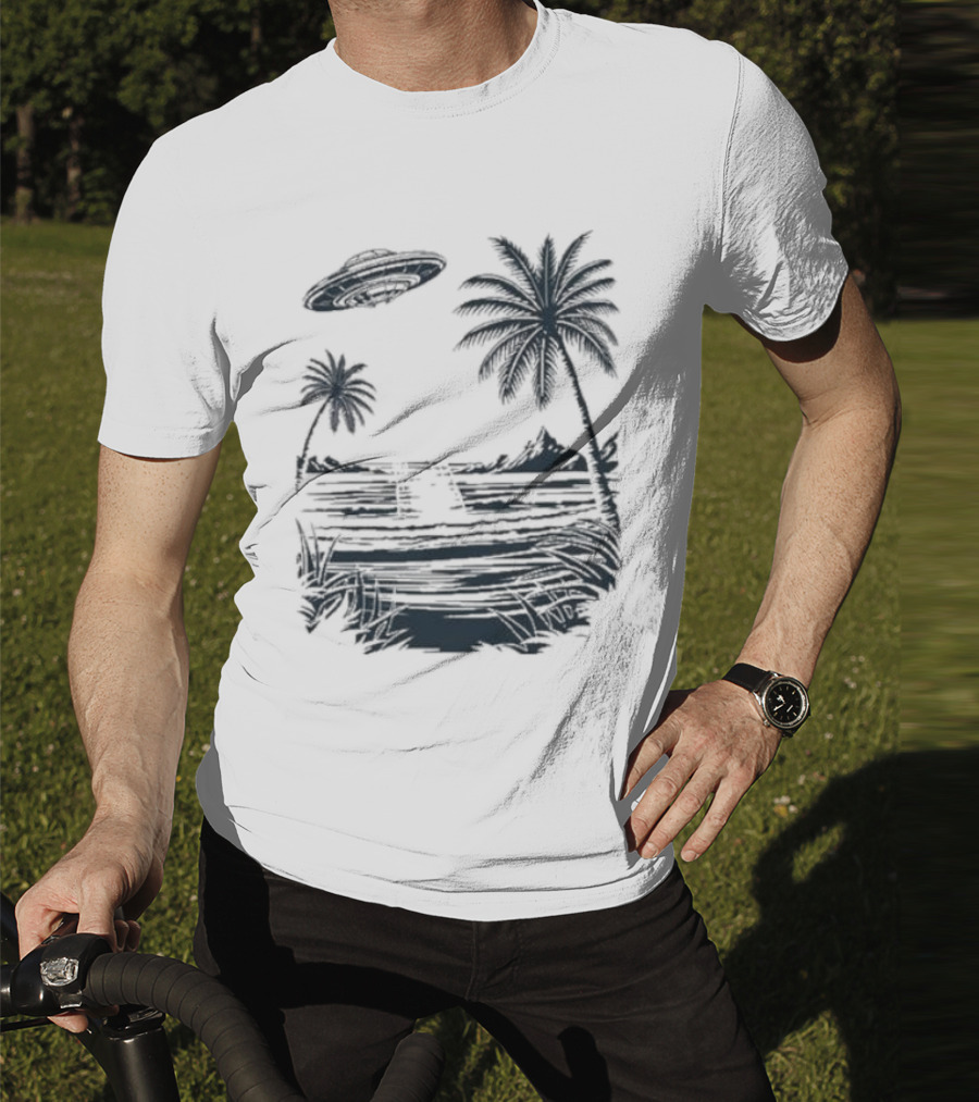 Into The AM Tropical Encounter Vintage UFO Palm Landscape T-Shirt