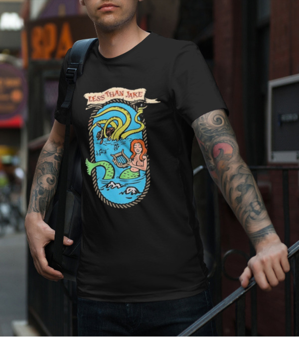 Less Than Jake Mermaid And Sea Monster Playing Music T-Shirt
