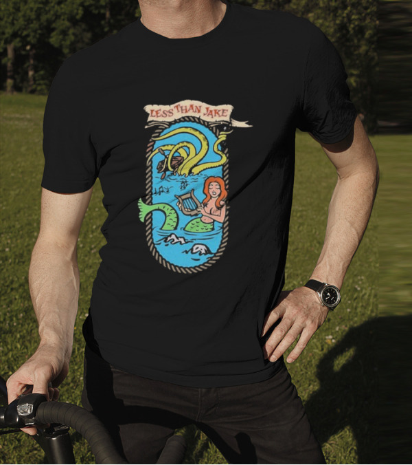 Less Than Jake Mermaid And Sea Monster Playing Music T-Shirt