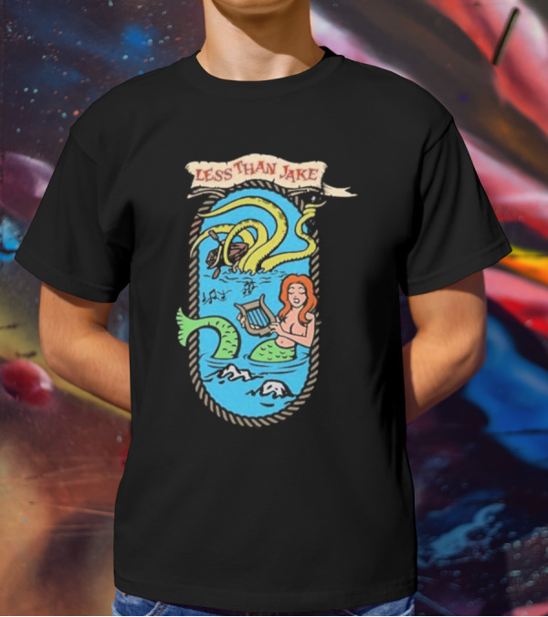 Less Than Jake Mermaid And Sea Monster Playing Music T-Shirt