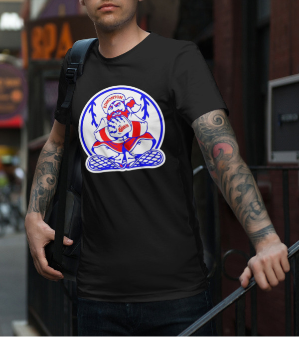 Edmonton Trappers Santa Logo Baseball Winter T-Shirt