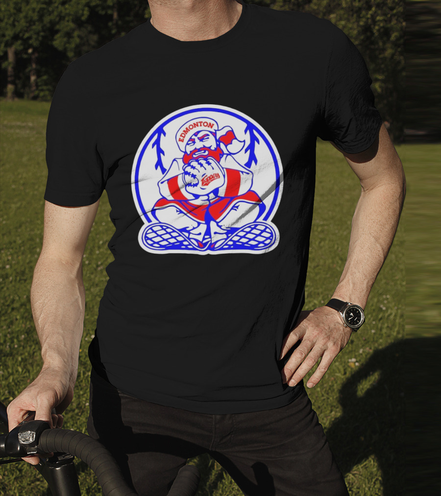 Edmonton Trappers Santa Logo Baseball Winter T-Shirt