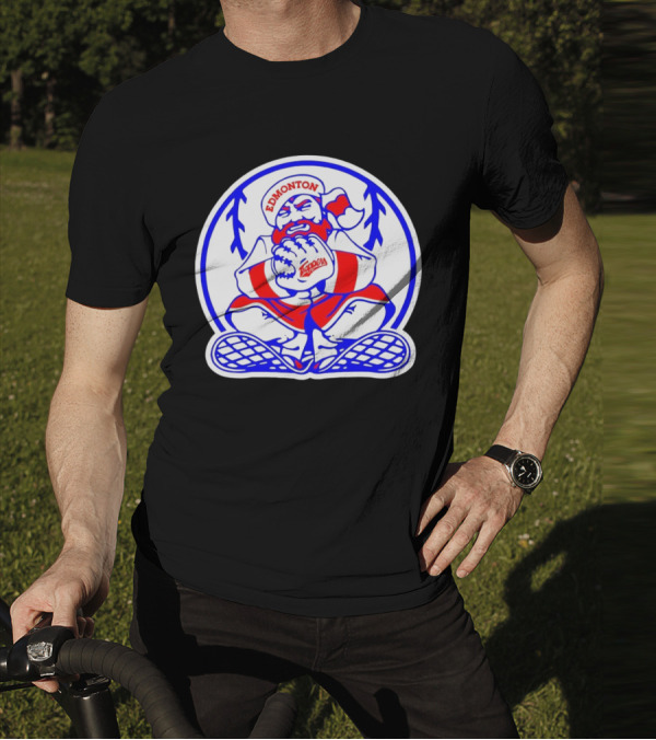 Edmonton Trappers Santa Logo Baseball Winter T-Shirt