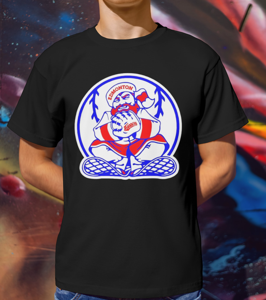 Edmonton Trappers Santa Logo Baseball Winter T-Shirt