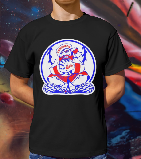 Edmonton Trappers Santa Logo Baseball Winter T-Shirt