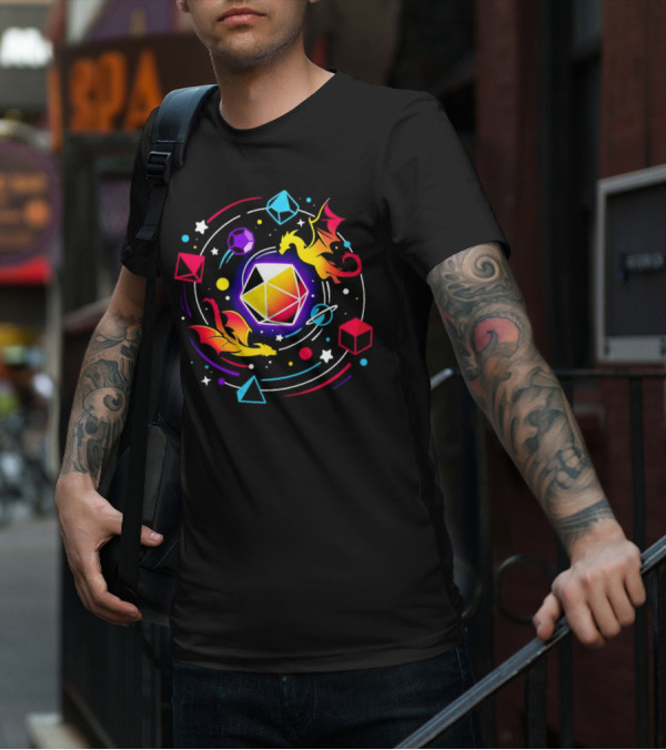 Dragon Dice Solar System Fantasy Colors T-Shirt