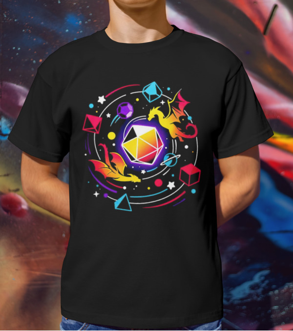 Dragon Dice Solar System Fantasy Colors T-Shirt