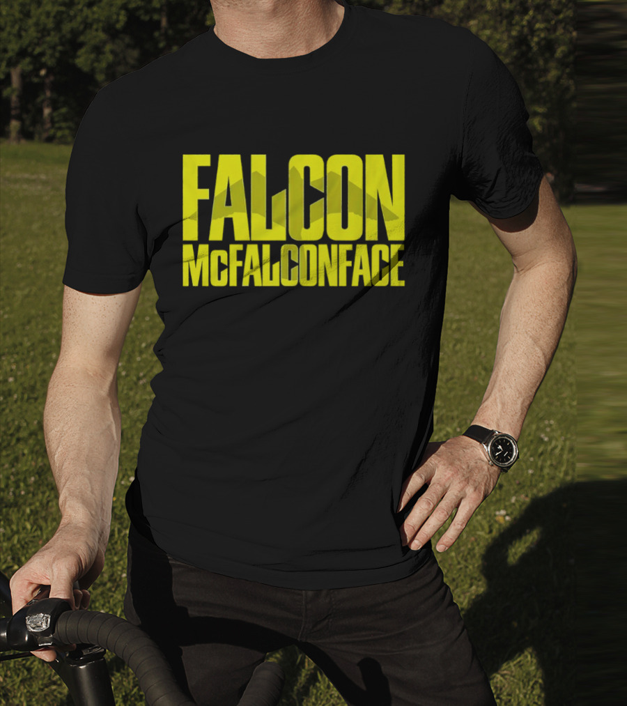 Falcon McFalconface Bold Yellow Text With Falcon T-Shirt