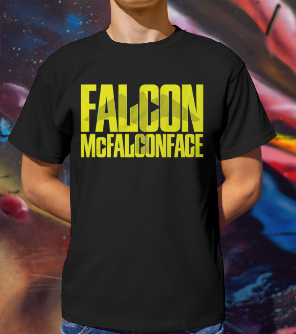 Falcon McFalconface Bold Yellow Text With Falcon T-Shirt