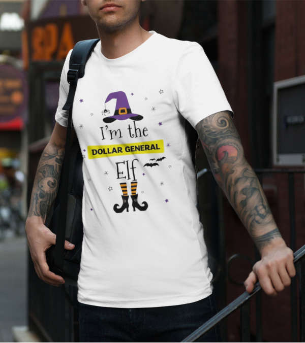 I'm The Dollar General Elf Halloween Witch Hat And Boots Theme T-Shirt