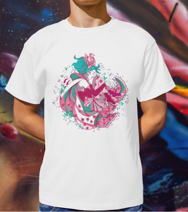 The Floating Garden Lovers In Bloom With Vibrant Floral Embrace T-Shirt