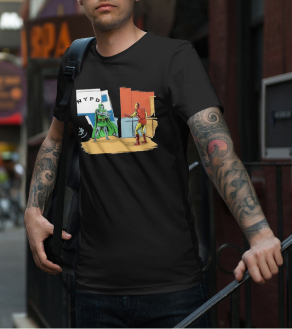 Doctor Doom Pointing At Iron Man In NYPD Scene New Mask Same Task T-Shirt