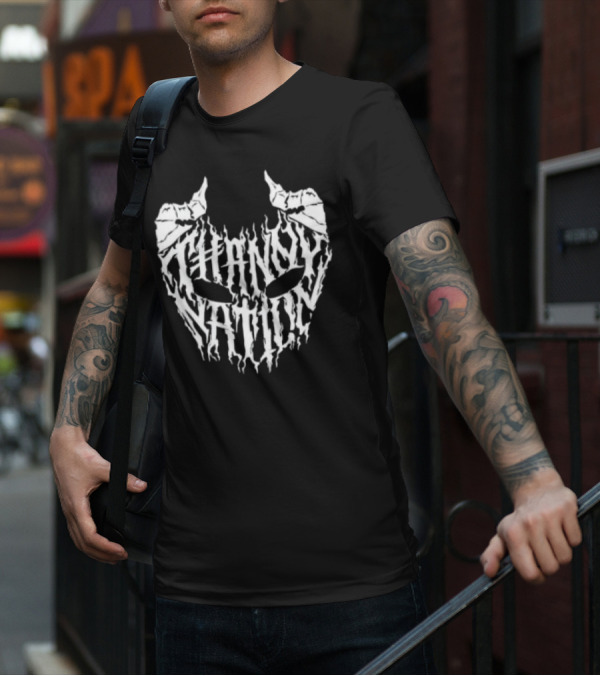 Thanny Nation Flame Text With Mask T-Shirt
