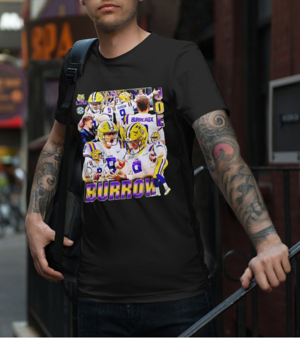 LSU Tigers Joe Burrow 9 SEC Football Burreaux Quarterback T-Shirt