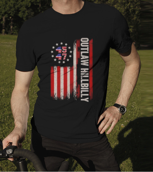 Outlaw Hillbilly American Flag 1776 Stars Stripes T-Shirt