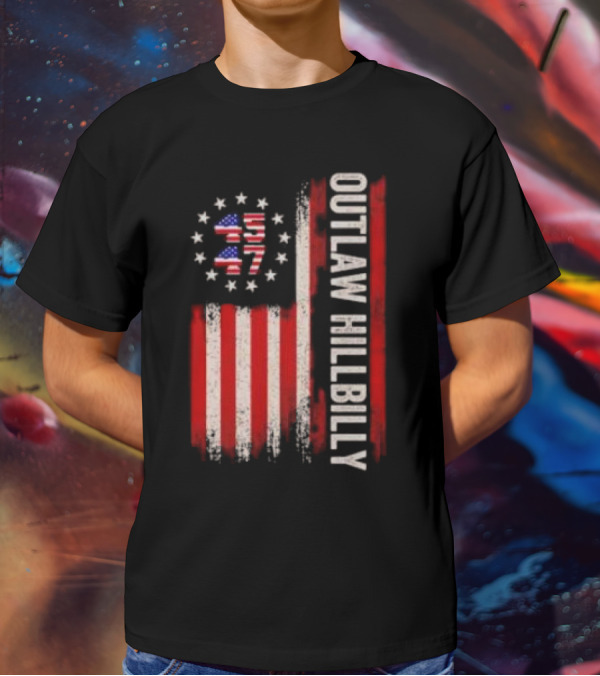 Outlaw Hillbilly American Flag 1776 Stars Stripes T-Shirt
