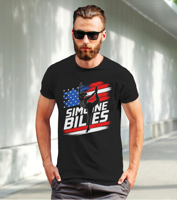 SIMONE BILES USA AMERICAN FLAG GYMNASTICS TEAM T-Shirt