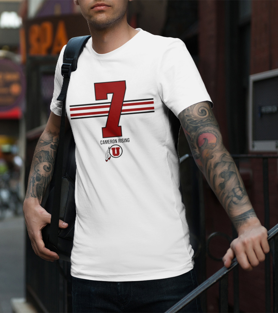 Cameron Rising Utah Utes Number 7 Stripe T-Shirt