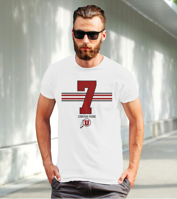 Cameron Rising Utah Utes Number 7 Stripe T-Shirt