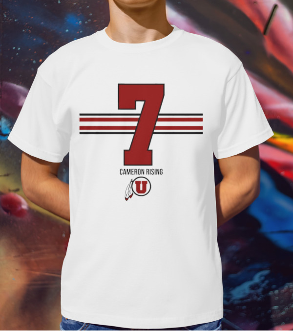 Cameron Rising Utah Utes Number 7 Stripe T-Shirt