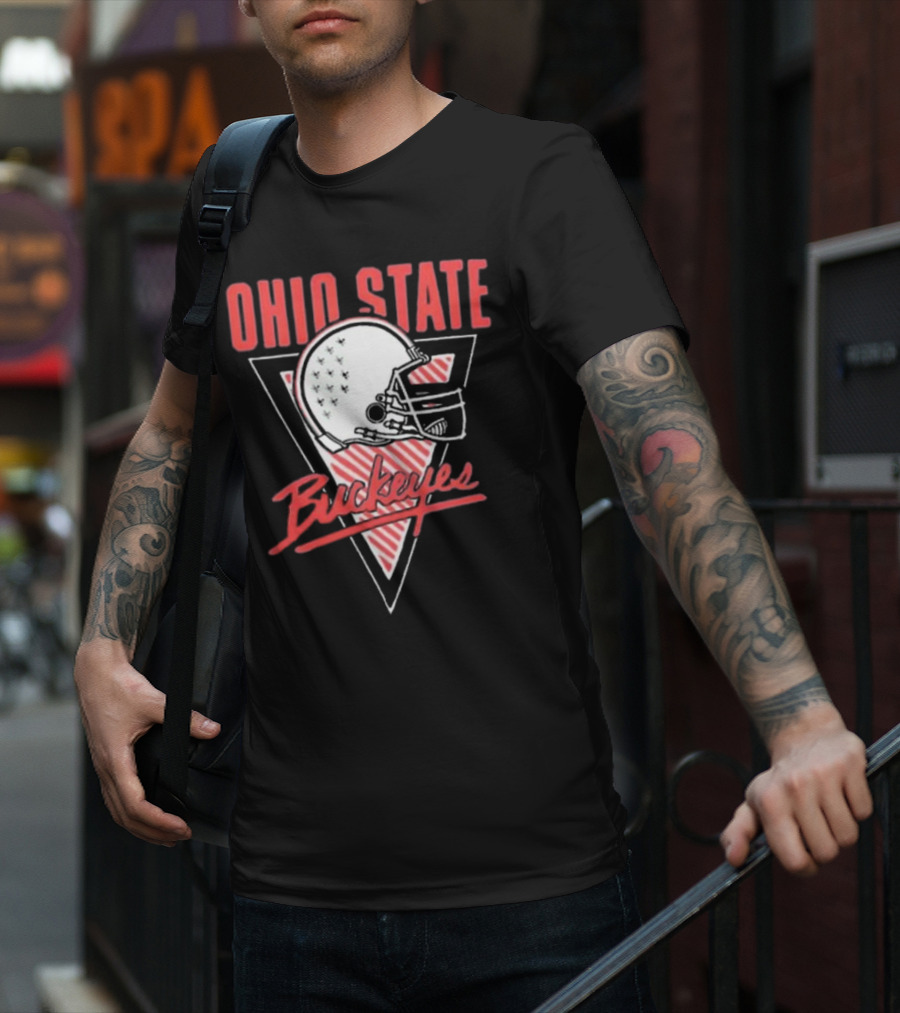 Ohio State Buckeyes Helmet Retro Triangular Emblem T-Shirt