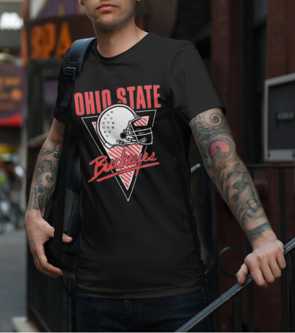 Ohio State Buckeyes Helmet Retro Triangular Emblem T-Shirt