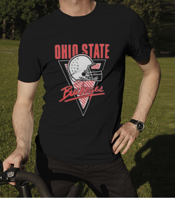 Ohio State Buckeyes Helmet Retro Triangular Emblem T-Shirt