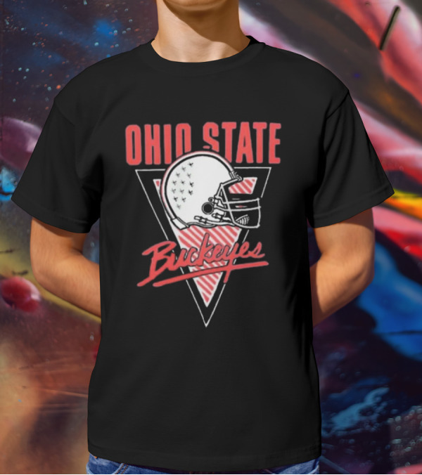Ohio State Buckeyes Helmet Retro Triangular Emblem T-Shirt