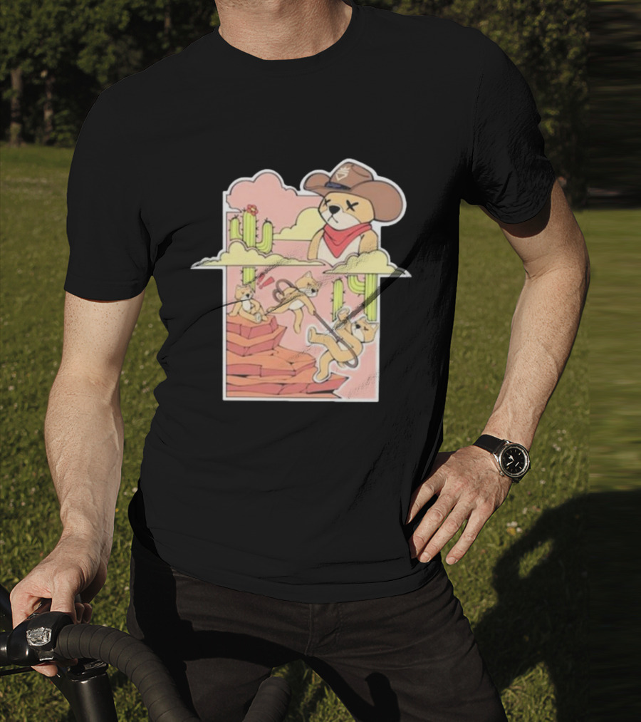 Rich And Lonely Outlaw Richie Cowboy Bear Adventure Cactus Desert T-Shirt