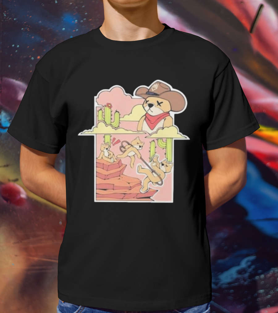 Rich And Lonely Outlaw Richie Cowboy Bear Adventure Cactus Desert T-Shirt