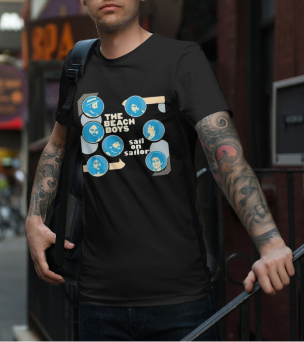 The Beach Boys Sail On Sailor Retro Blue Circles T-Shirt