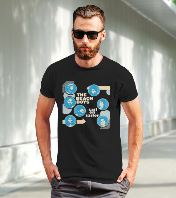 The Beach Boys Sail On Sailor Retro Blue Circles T-Shirt